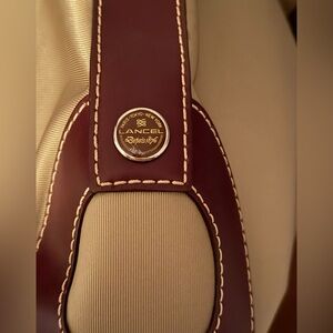 Lancel Beige and Burgundy Handbag